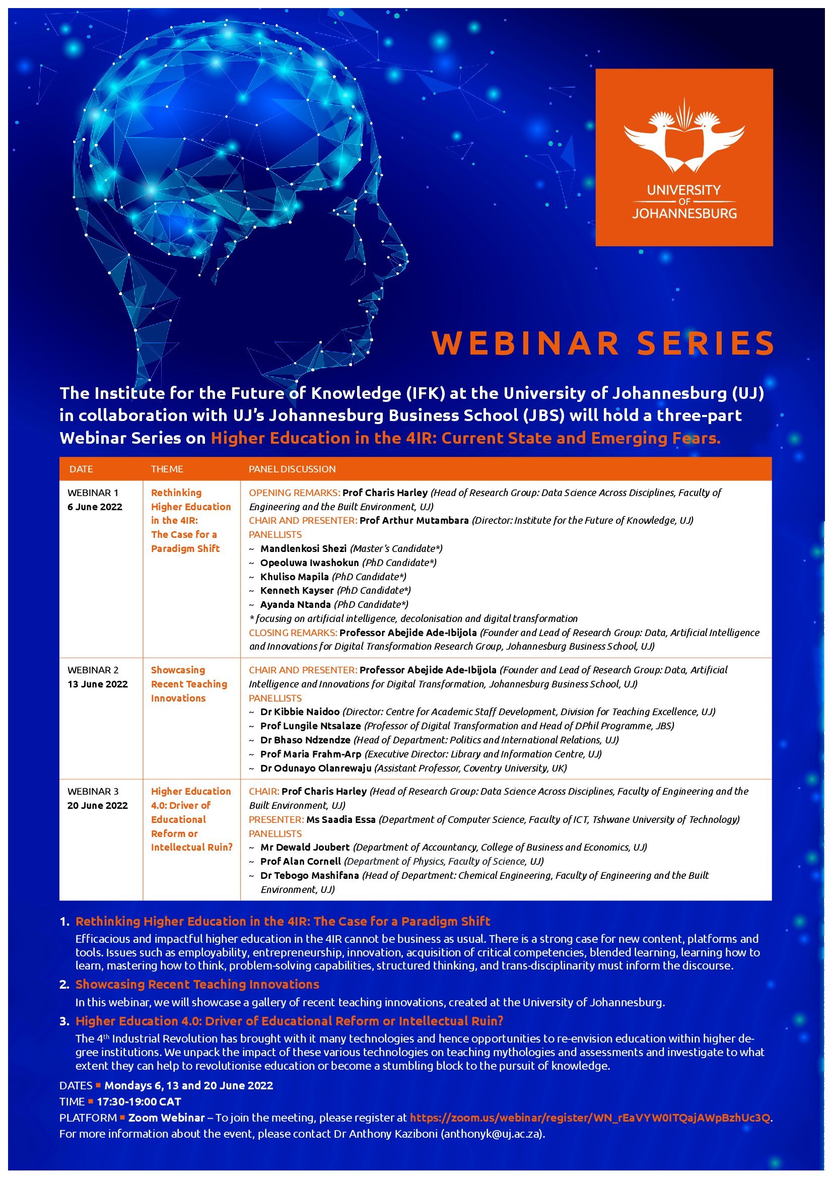 Webinar Series on Higher Education in the 4IR: Current State and Emerging Fears